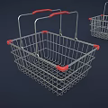Wire Shopping Basket With Red Handles And Sturdy Metal Frame Practical Design