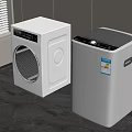 White Washing Machine And Dryer With Black Panel In Modern Indoor Setting 3d model