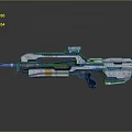 Futuristic Sci Fi Gun With Sleek White And Orange Design Advanced Scope And Metallic Components