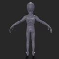 Alien 3D Game and Movie Character with Large Head Big Eyes and Thin Body