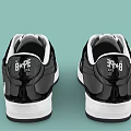 Black and White Star Pattern Glossy Leather Sneakers With White Laces And White Sole