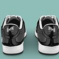 modern shoes sneaker black white 3d model