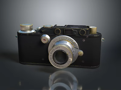 Vintage Film Camera With Metal Body And Lens As Classic Digital Collectible Equipment 3d model