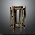 Traditional Rustic Wooden Furniture With Carved Pillars Round Top And Solid Structure