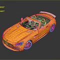Yellow Convertible Sports Car With White Rear Spoiler Black Interior And Golden Wheels