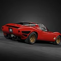 Red Classic Vintage Sports Car With Streamlined Body And Gold Wheels
