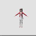 Two 3D Anime Characters in Red Jacket White Skirt and Hat with Arms Outstretched