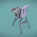 Light Colored Kids High Chair With Tray And Metal Frame Simple Design