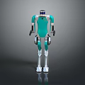 Turquoise Humanoid Robot With White Limbs Black Details And Futuristic Design