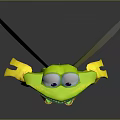 Cartoon Frog Character With Big Eyes Smiling Face Yellow Wings Green Pants And Purple Vest