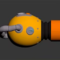 Colorful Cartoon Toy Gun 3D Model With Yellow Body Orange Nozzle And Purple Grip