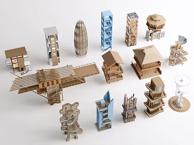 Garden Landscape Architectural Models Showcasing Traditional And Modern Design Elements 3d model
