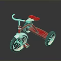 Red Tricycle With White Seat Silver Handlebars And Black Wheels On Reflective Surface