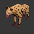Spotted Hyena 3D Model in Low Poly Style with Yellow Fur and Brown Spots