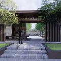 Garden Landscape Design With Stone Pathway Lush Trees And Greenery In Open Area