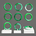 Elegant Green Jade Bracelets Natural Emerald Design Displayed On White Stands