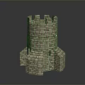 Stone Castle Tower Model With Battlements And Small Window Structure 3d model