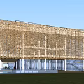 Modern Industrial Park Architectural Design With Unique Grid Facade And Reflective Pool 3d model