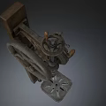 Vintage Industrial Manual Drill Press Machine With Metal Components Wooden Mounting Board And Foot Pedal