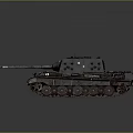 Military Tank with Long Cannon Barrel Tracked Wheels Weathered Armor Surface and Dark Military Paint