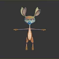 3D Cartoon Deer Character With Orange Fur Large Ears And Outstretched Arms