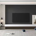 Modern TV Wall Design With Minimalist Console Artwork And Area Rug 3d model