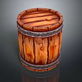 Rustic Wooden Barrel Shaped Coffee Table With Metal Hoops And Natural Wood Texture
