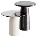 Elegant Modern Side Tables With Round Tabletops And White Black Bases 3d model