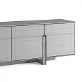 Modern Wooden TV Stand With Marble Top And Metal Handles Storage Cabinets