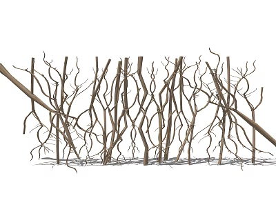 Natural Twig Woven Partition For Rustic Home Interior Decoration 3d model