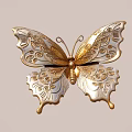Elegant Butterfly Brooch Jewelry With Gold Silver Ornate Intricate Patterns Design