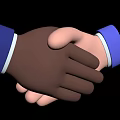 Friendly Handshake Between Two Hands With Different Skin Tones And Blue Cuffs