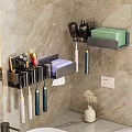 Bathroom Accessories Wall Mounted Organizer with Toothbrushes Soap Dish and Hair Dryer Storage