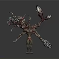 Humanoid Character Merged With Mythical Creature Tentacles Clawed Limbs And Spiked Wings Design