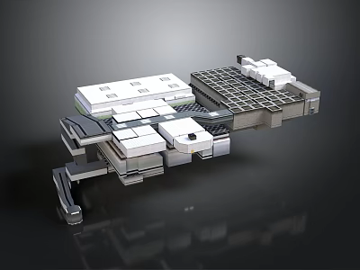 Modern Modular Industrial Structure With Metal Components And Grid Platform 3d model