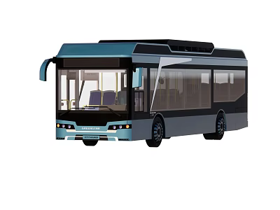 Modern Electric Bus with Streamlined Blue Gray Exterior and Large Windows for Urban Transport 3d model
