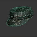 Camouflage Military Style Hat With Green Brown Pattern And Flat Top Design