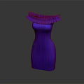 Fashionable Blue Fitted Dress With Ruffled Collar And Elegant Silhouette