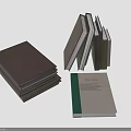 Electronic E Book Reader With Stacked Brown White Green Books On White Background 3d model