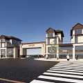 Modern Commercial Street With Luxury Retail Shops Outdoor Seating Areas And Pedestrian Activity