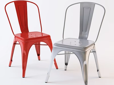 Modern Sleek Office Chair Design With Red And Silver Metal Frames 3d model