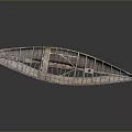Traditional Handcrafted Wooden Boat With Red Bottom And Intricate Wooden Structure