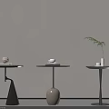 Modern Side Tables With Unique Base Designs And Decorative Tabletop Items 3d model