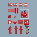 Essential Fire Equipment Collection With Extinguishers Hydrants Alarm Buttons And Cabinets
