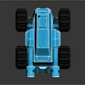 Blue Military Vehicle Toy Model With Dual Cannons Large Tires Headlights And Antenna