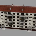 Multi Story School Building with Red Roof White Exterior Walls Windows and Balconies