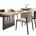 Modern Dining Table and Chair Combination Simple Dining Table and Chair Island Table Dining Table and Chair Leather Dining Chair Acrylic Dining Table Dining Table Decoration Fruit Sink 3d model