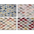 Stylish Square Rugs Featuring Geometric Triangular Patterns In Various Modern Colors 3d model