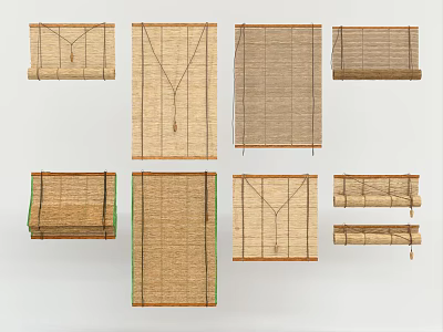 Natural Bamboo Roller Blinds with Various Designs for Home Decoration 3d model