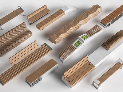 Modern Landscape Seat Park Seat Outdoor Seat 3d model